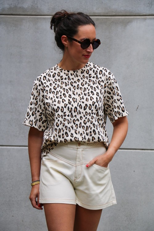 T-shirt léopard beige