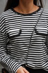 T-shirt rayé détails bi-matière