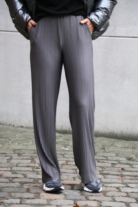 Pantalon fluide plissé anthracite YAYA