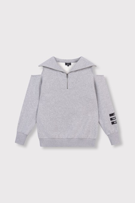 Sweat gris ouvert aux épaules ALIX