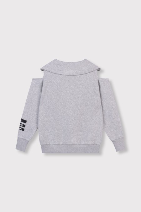 Sweat gris ouvert aux épaules ALIX