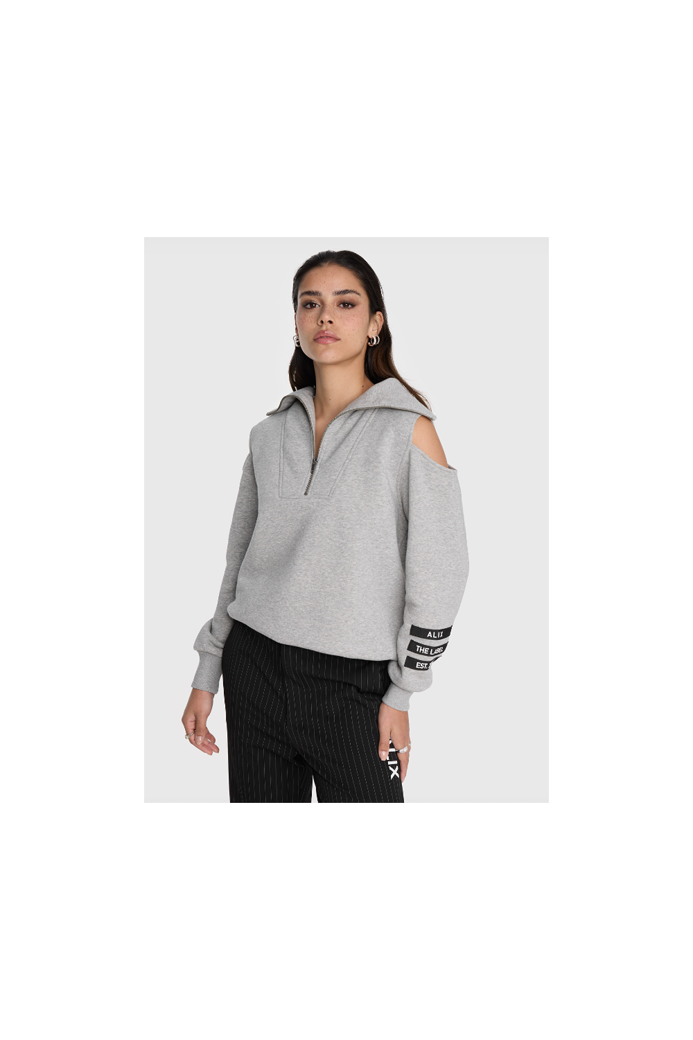Sweat gris ouvert aux épaules ALIX