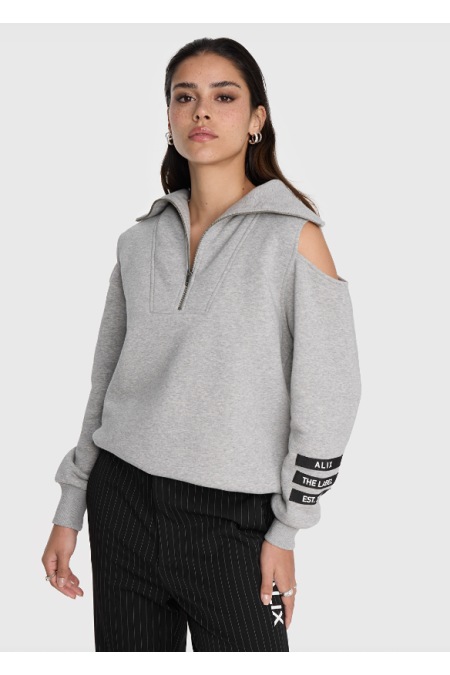 Sweat gris ouvert aux épaules ALIX