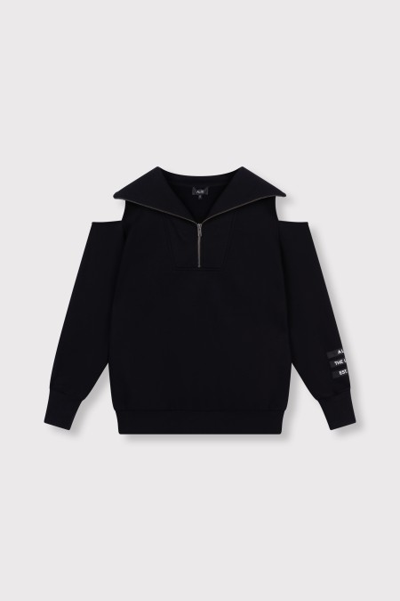 Sweat noir ouvert aux épaules ALIX