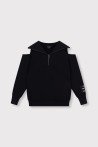 Sweat noir ouvert aux épaules ALIX