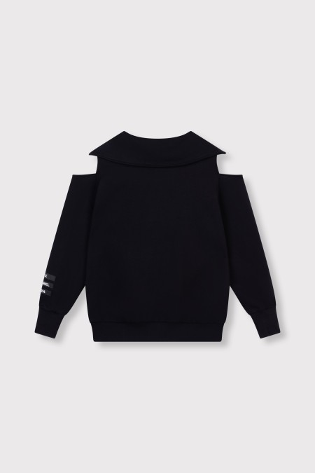 Sweat noir ouvert aux épaules ALIX