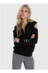 Sweat noir ouvert aux épaules ALIX