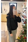 Sweat noir ouvert aux épaules ALIX