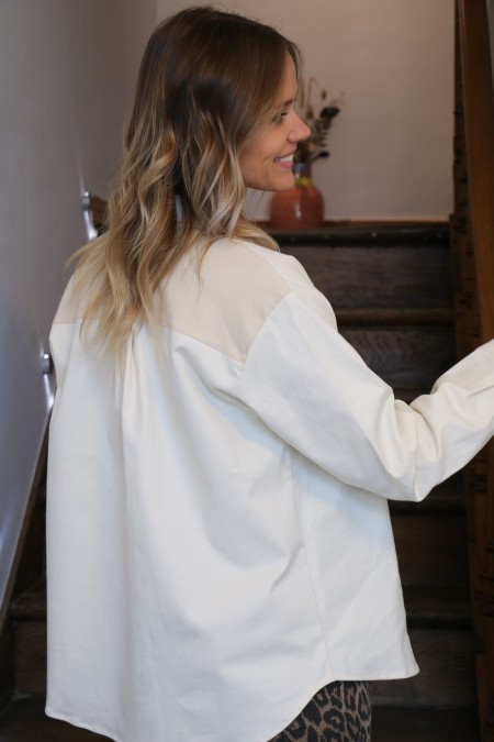 Chemise beige bicolore