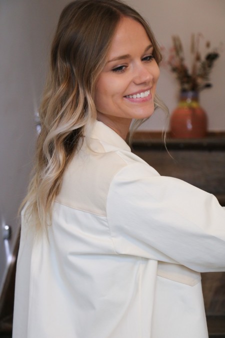 Chemise beige bicolore