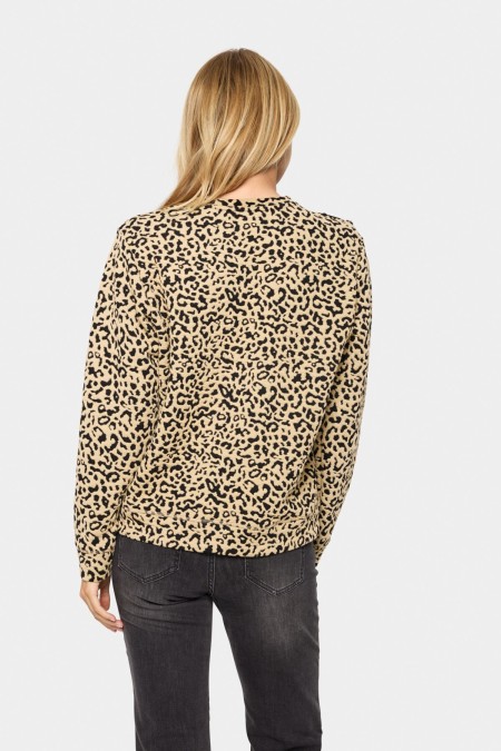 Sweat léopard boutons strass SAINT-TROPEZ
