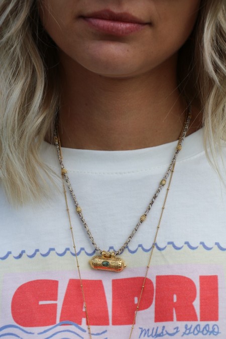 Collier gris cordon