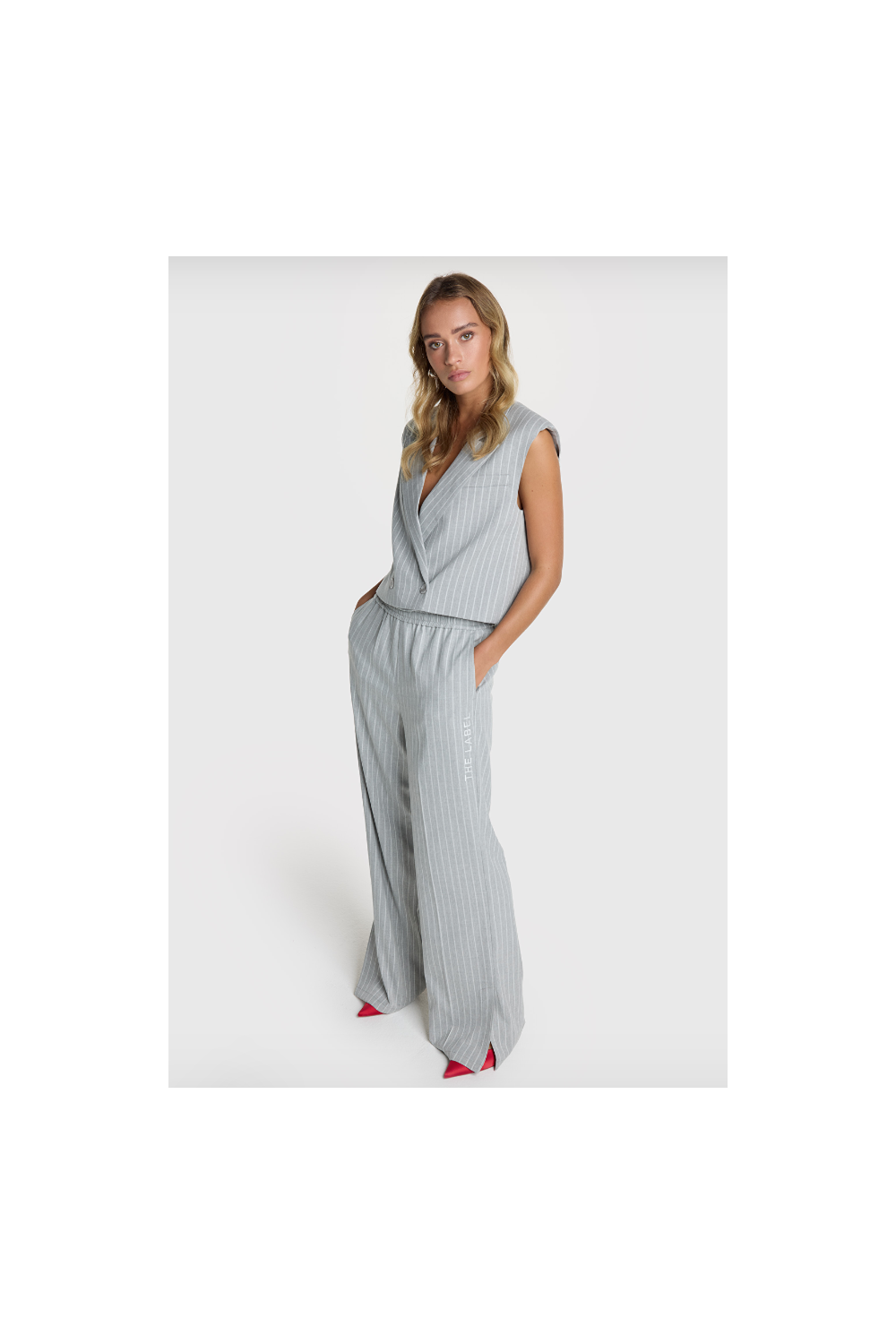 Pantalon gris rayé ALIX