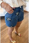 Short en jeans avec sequins
