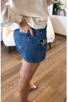 Short en jeans avec sequins