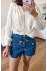 Short en jeans avec sequins