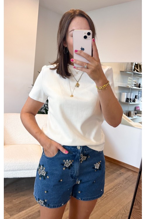 Short en jeans avec sequins