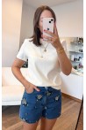 Short en jeans avec sequins
