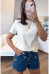 Short en jeans avec sequins