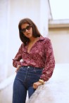 Chemisier bordeaux à motifs