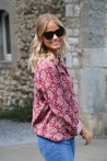 Chemisier bordeaux à motifs