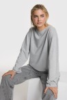 T-shirt gris manches longues à strass ALIX