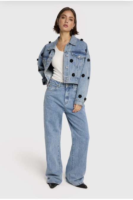 Veste en jeans à fleurs ALIX