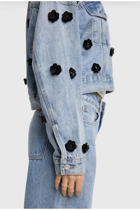 Veste en jeans à fleurs ALIX