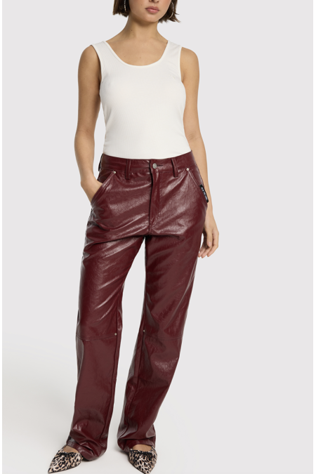 Pantalon simili cuir bordeaux ALIX