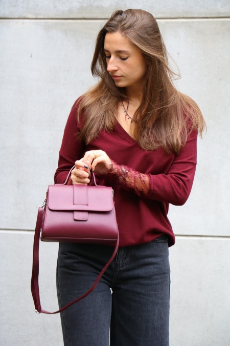 Pull bordeaux dentelle