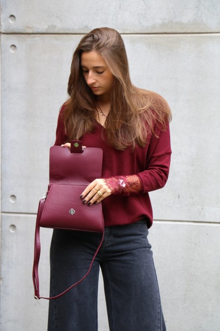 Pull bordeaux dentelle