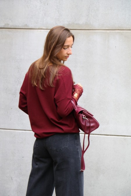 Pull bordeaux dentelle