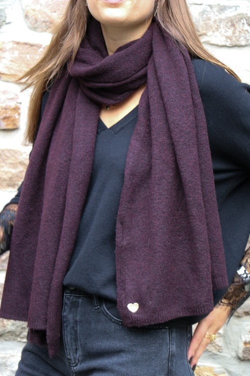 Echarpe coeur aubergine