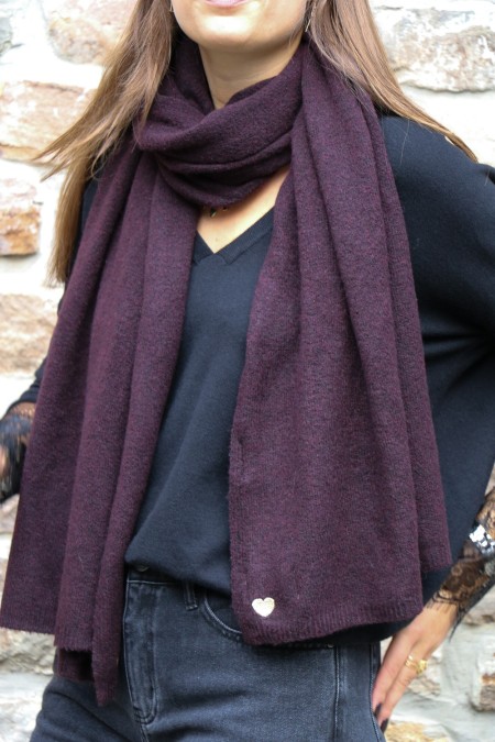 Echarpe coeur aubergine