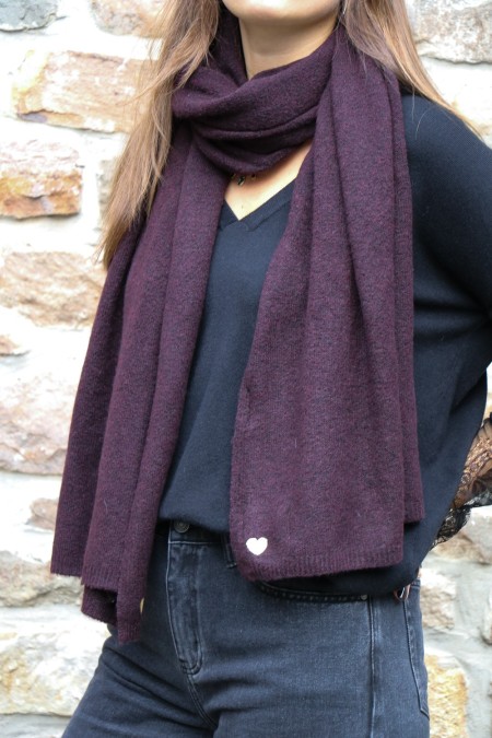 Echarpe coeur aubergine