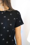 T-shirt noir avec noeuds argentés