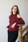 Pull ouvert épaule bordeaux