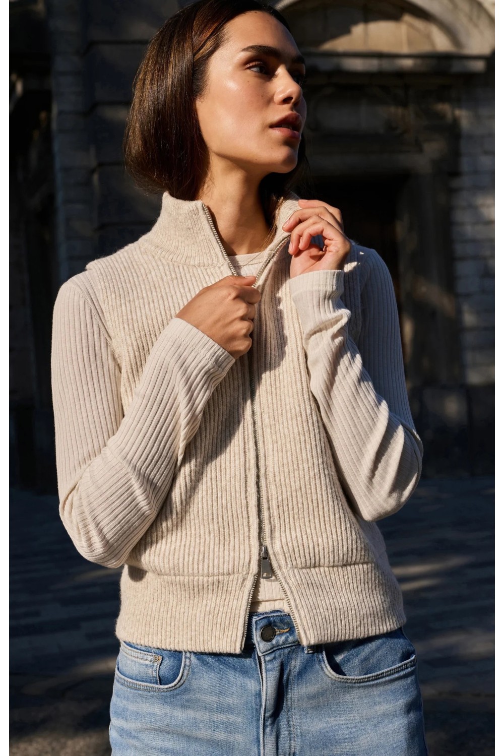 Gilet sans manches en tricot côtelé YAYA