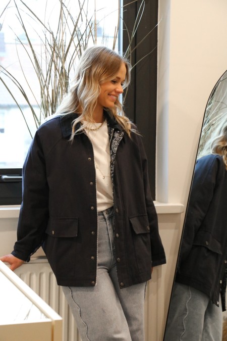 Veste marine col velours