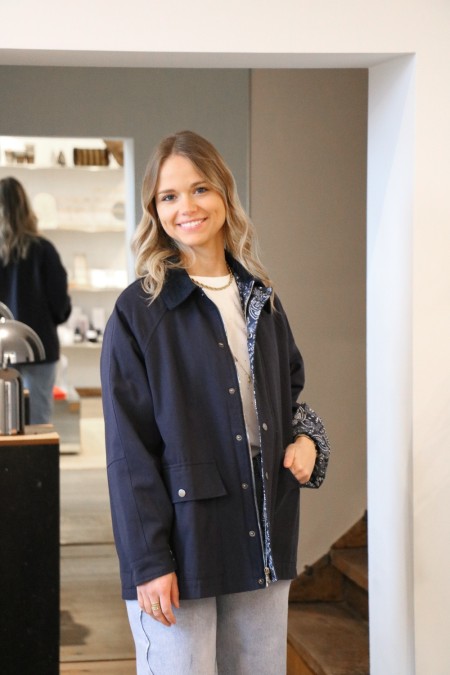 Veste marine col velours