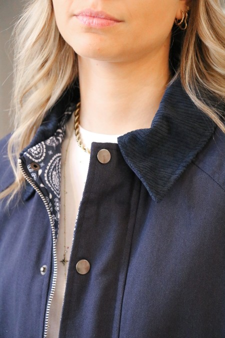 Veste marine col velours