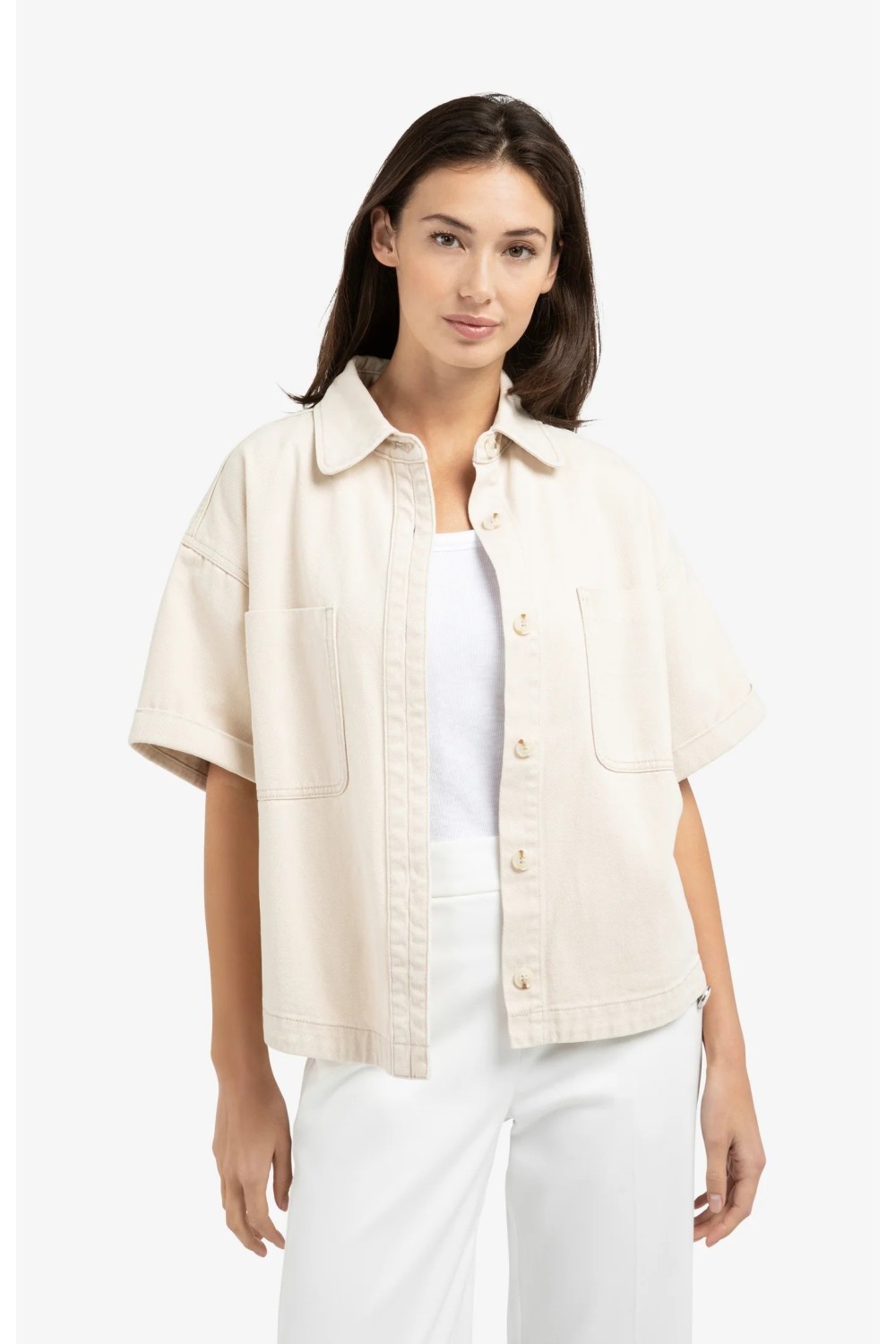 Chemisier beige en jeans YAYA