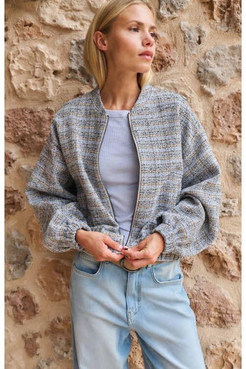Veste chinée bleue YAYA