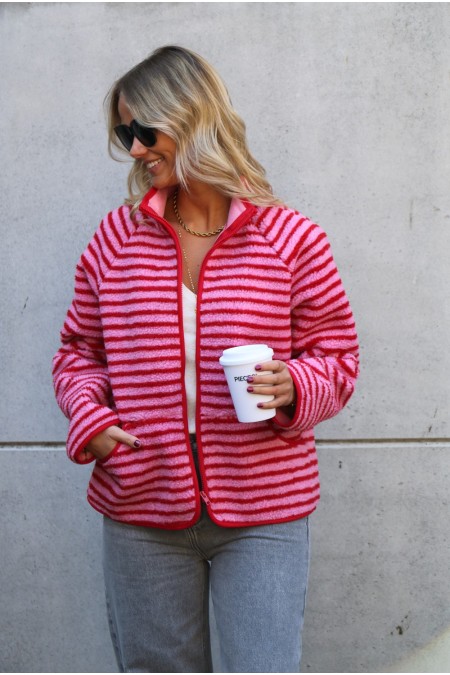 Polar rayé rose et rouge