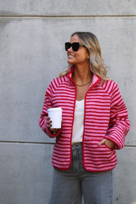 Polar rayé rose et rouge