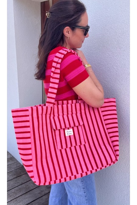 Sac éponge rose et rouge