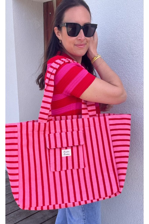 Sac éponge rose et rouge