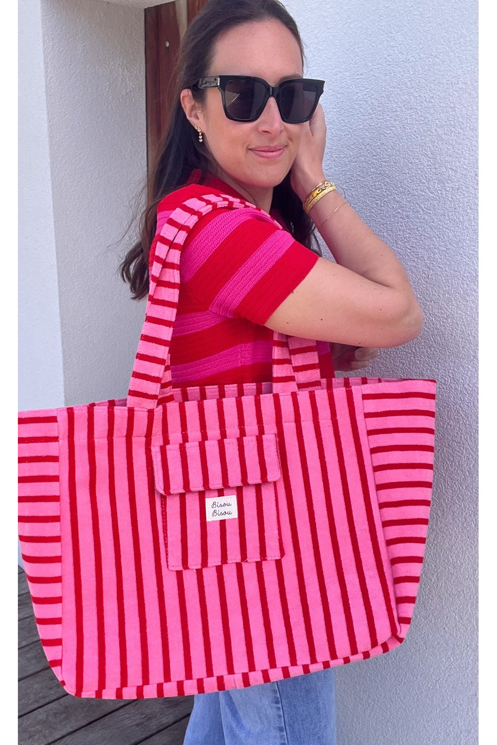 Sac éponge rose et rouge