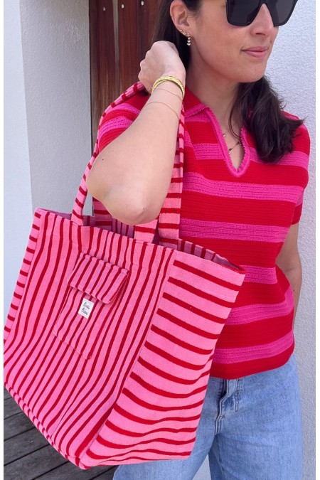 Sac éponge rose et rouge