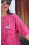 T-shirt rayé rose et rouge en éponge